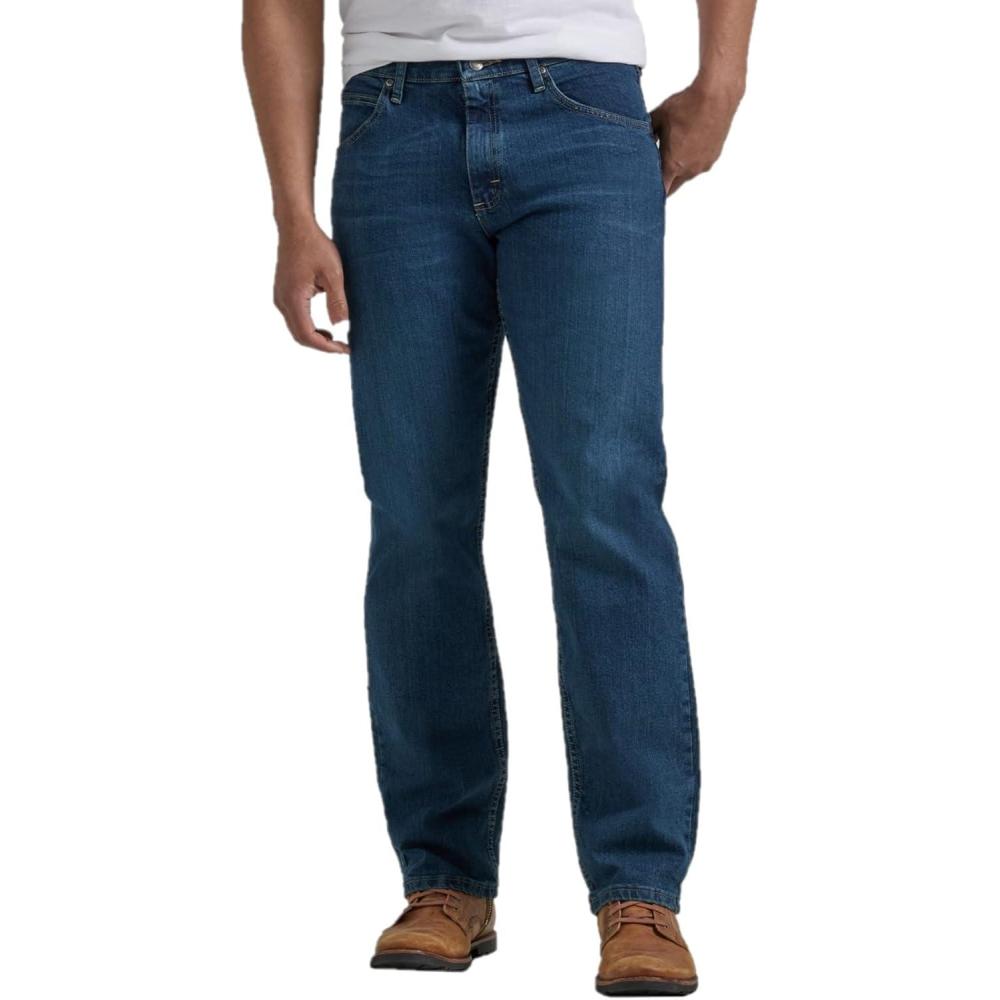 imageWrangler Authentics Mens Classic 5Pocket Relaxed Fit Flex JeanMilitary Blue Flex
