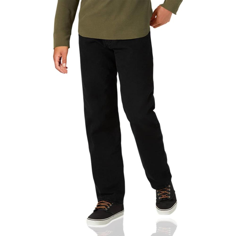 imageWrangler Authentics Mens Fleece Lined Five Pocket JeanBlack Denim