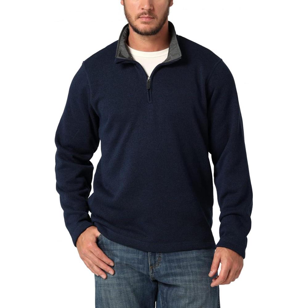 imageWrangler Authentics Mens Long Sleeve Fleece QuarterZipMood Indigo