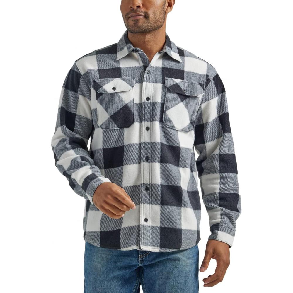 imageWrangler Authentics Mens Long Sleeve Heavyweight Fleece ShirtBirch Buffalo