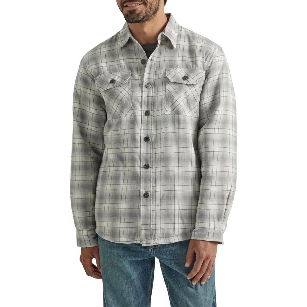 imageWrangler Authentics Mens Long Sleeve Sherpa Lined Shirt JacketVaporous Gray