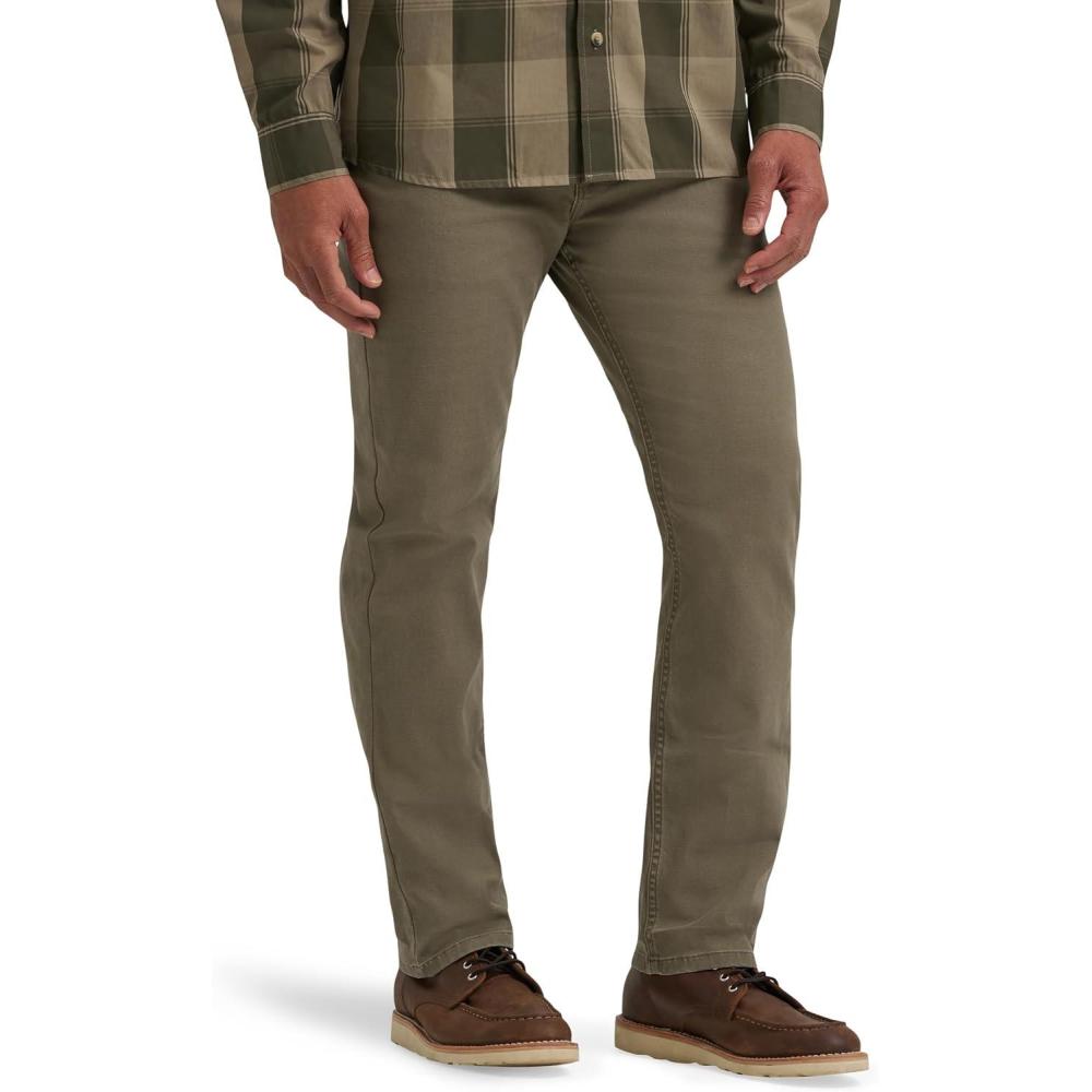 imageWrangler Authentics Mens Regular Fit Comfort Flex Waist JeanStone Grey Canvas