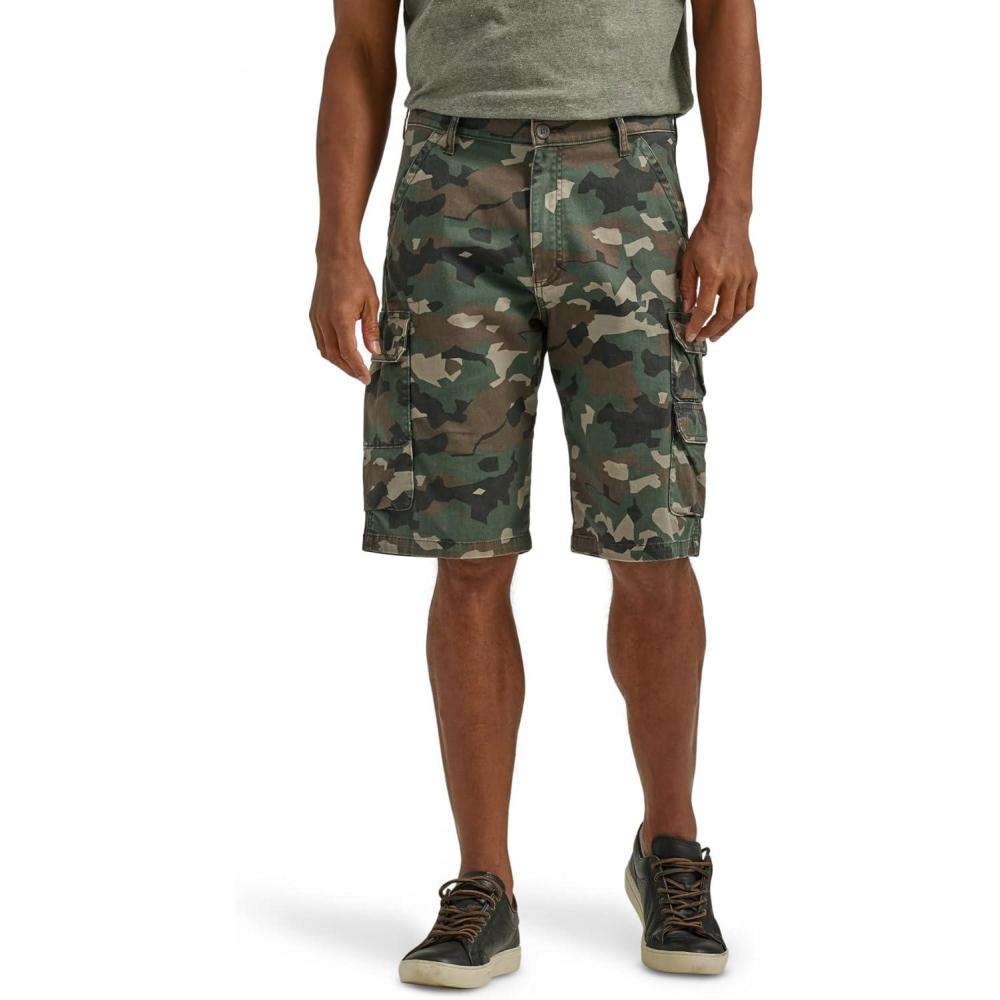 imageWrangler Authentics Mens Stretch Twill Cargo ShortsDigi Green Brown Camo