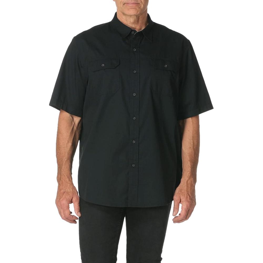 imageWrangler Authentics mens Short Sleeve Classic Woven ShirtCaviar