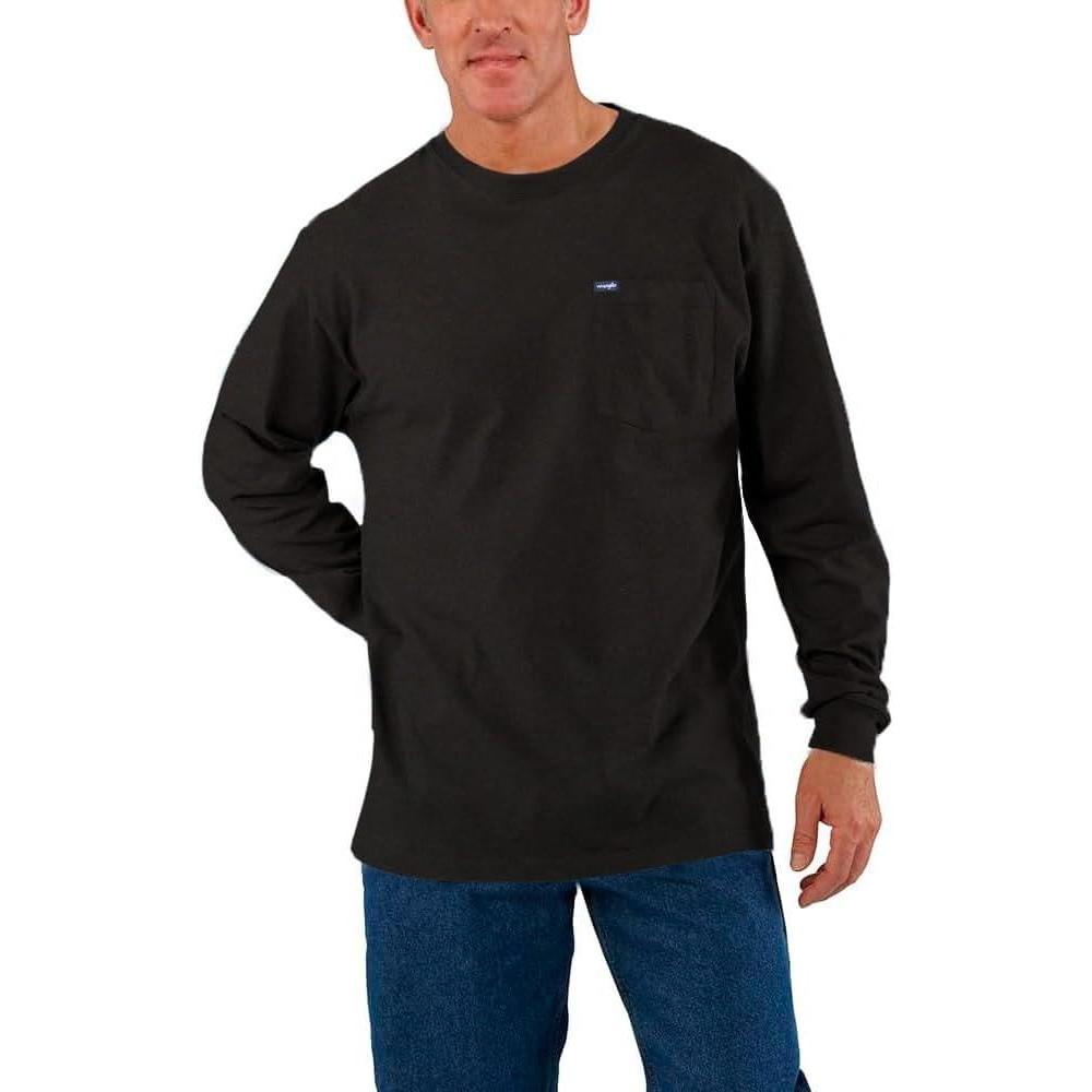 imageWrangler Big and Tall Heavyweight Long Sleeve Pocket TShirt for MenBlack