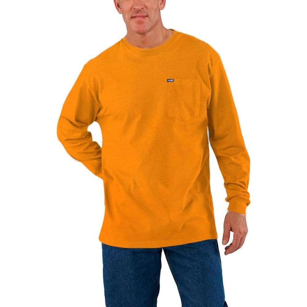 imageWrangler Big and Tall Heavyweight Long Sleeve Pocket TShirt for MenOrange