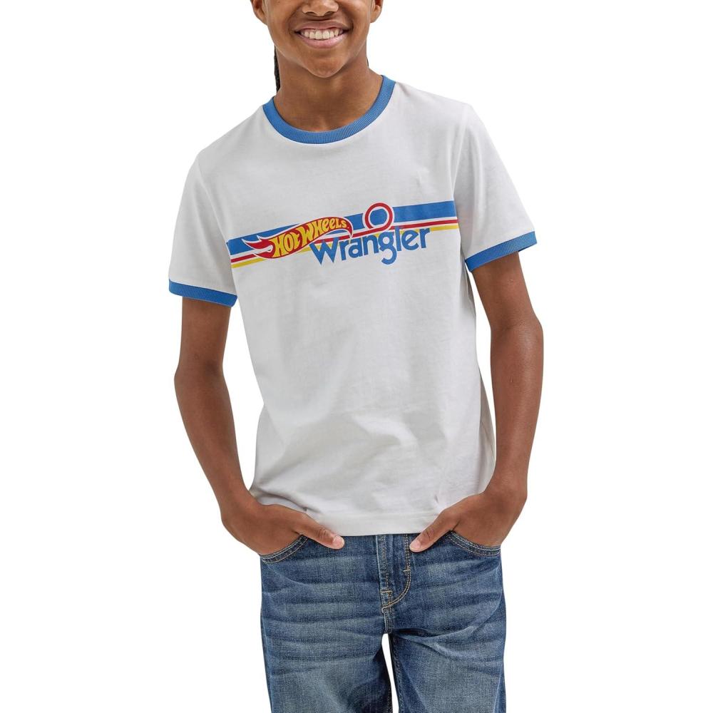 imageWrangler Boys X Hot Wheels Youth Ringer TeeWhite