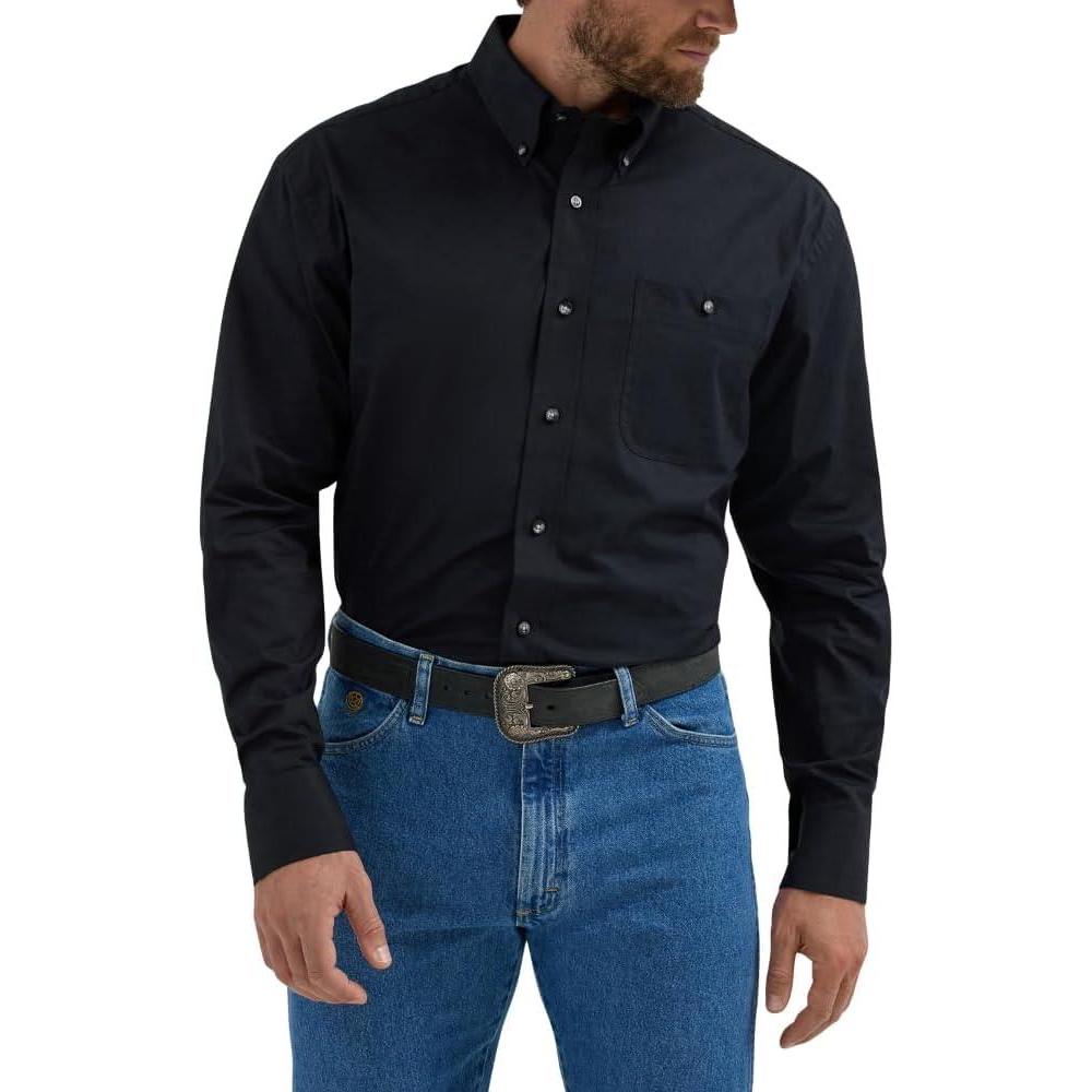 imageWrangler George Strait Solid Black Button Down ShirtBlack