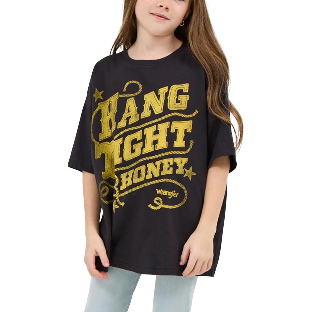 imageWrangler Lainey Wilson Girls Call A Cowboy Tee ShirtHang Tight  Honey