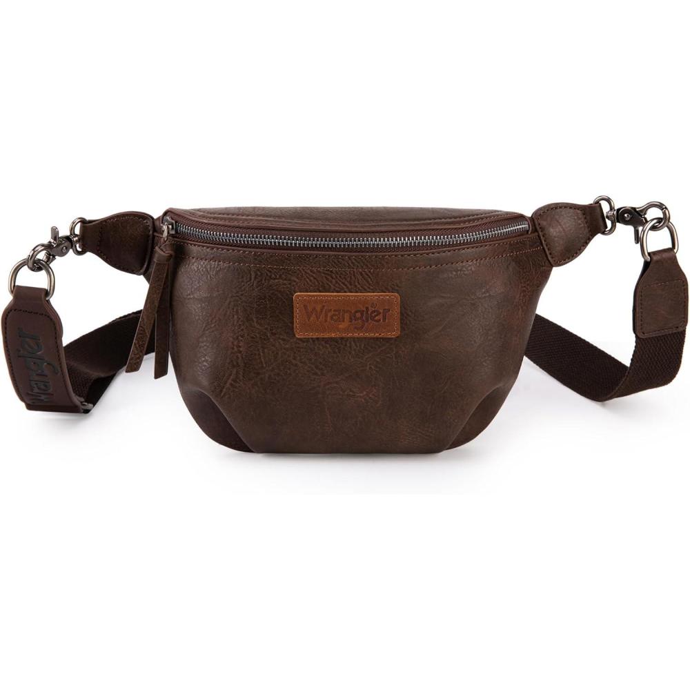 imageWrangler Large Fanny Packs for Women Waist Bag Travel Belt Bags Crossbody Sling Purse BrownACoffee