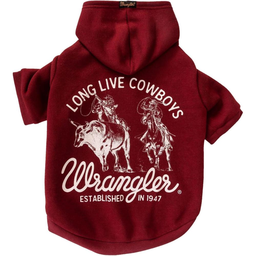 imageWrangler Long Live Cowboys Burgundy Dog Hoodie Maroon MXL