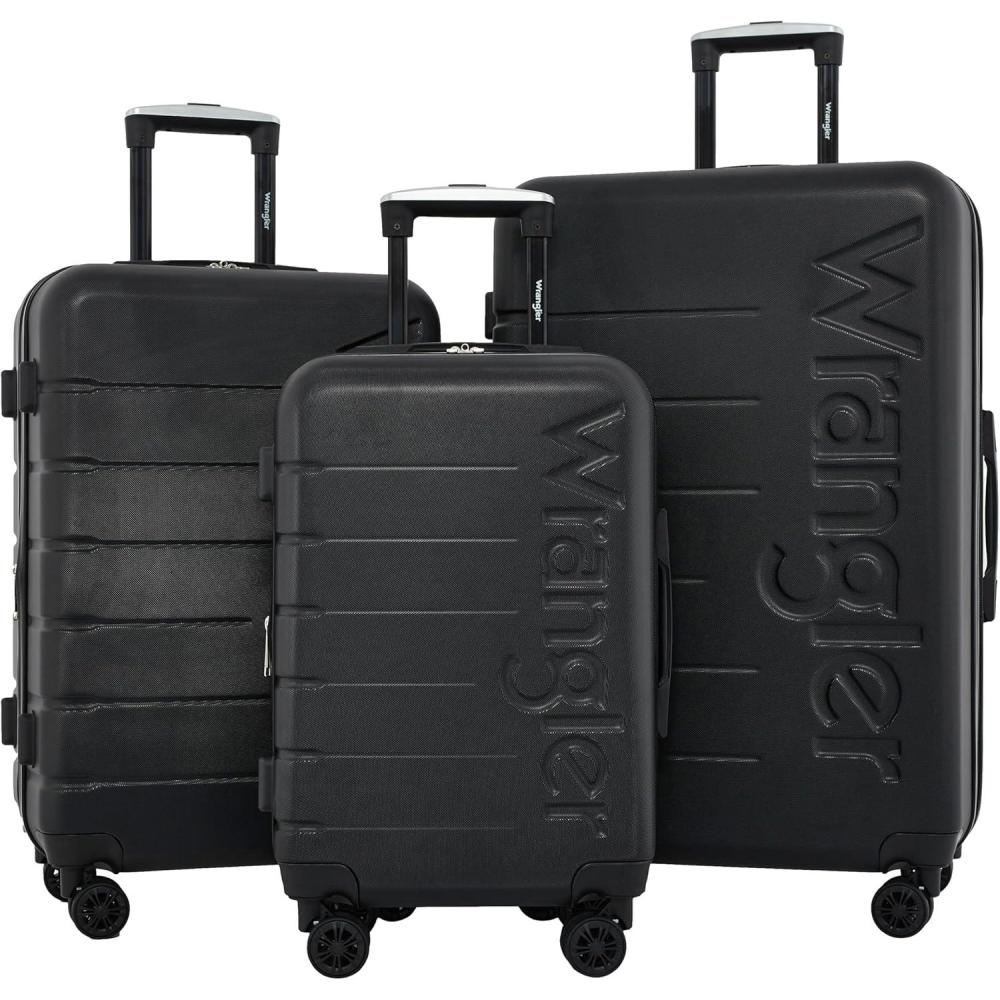 imageWrangler Maverick 3 Piece Luggage Set Silver SageBlack