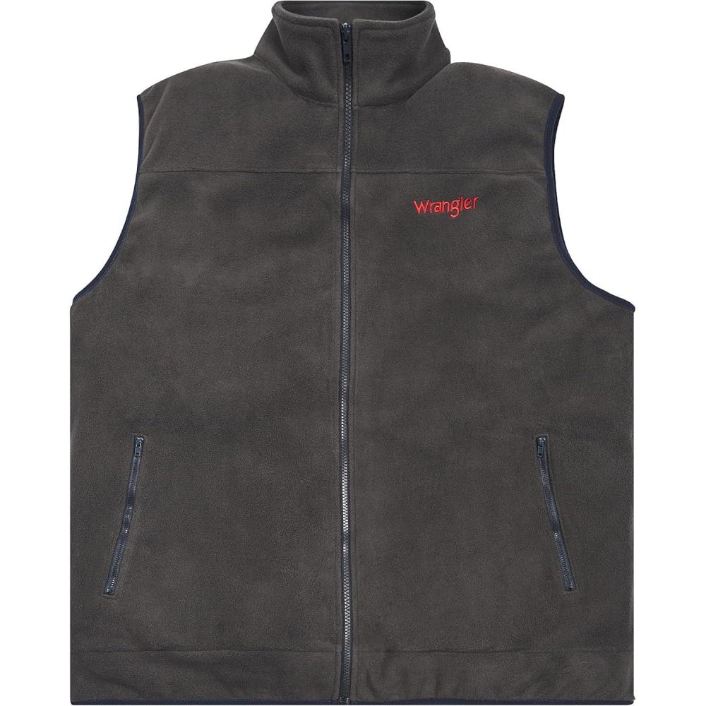 imageWrangler Mens Big and Tall Polar Fleece Zip Up Sleeveless VestCharcoalNavy