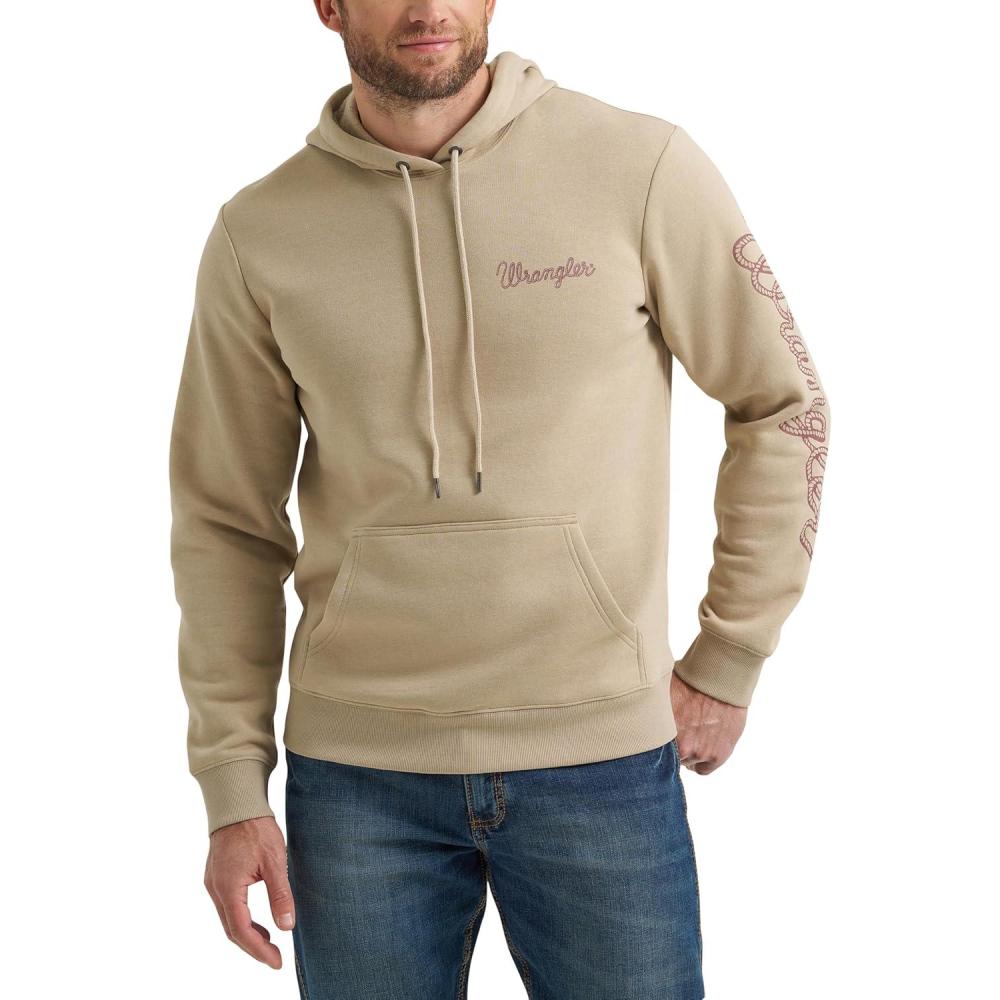 imageWrangler Mens Blue Sleeve Logo HoodieTrench Coat