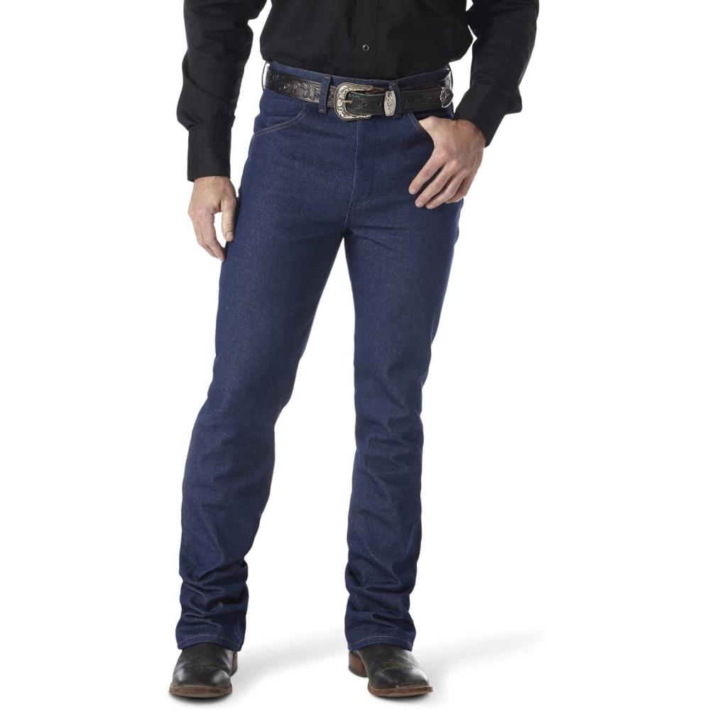 imageWrangler Mens Cowboy Cut Slim Fit Traditional Bootcut JeansNavy