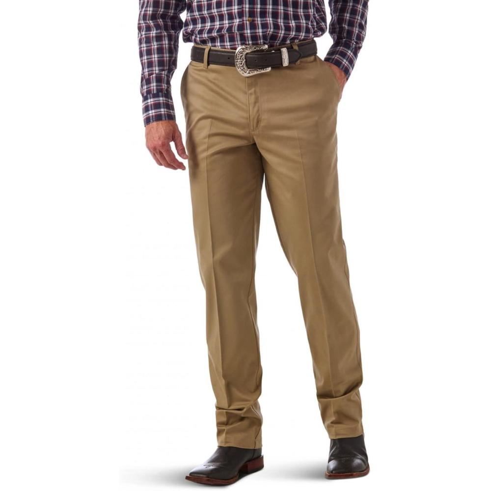 imageWrangler Mens Flat Front Casual Khaki PantsKhaki