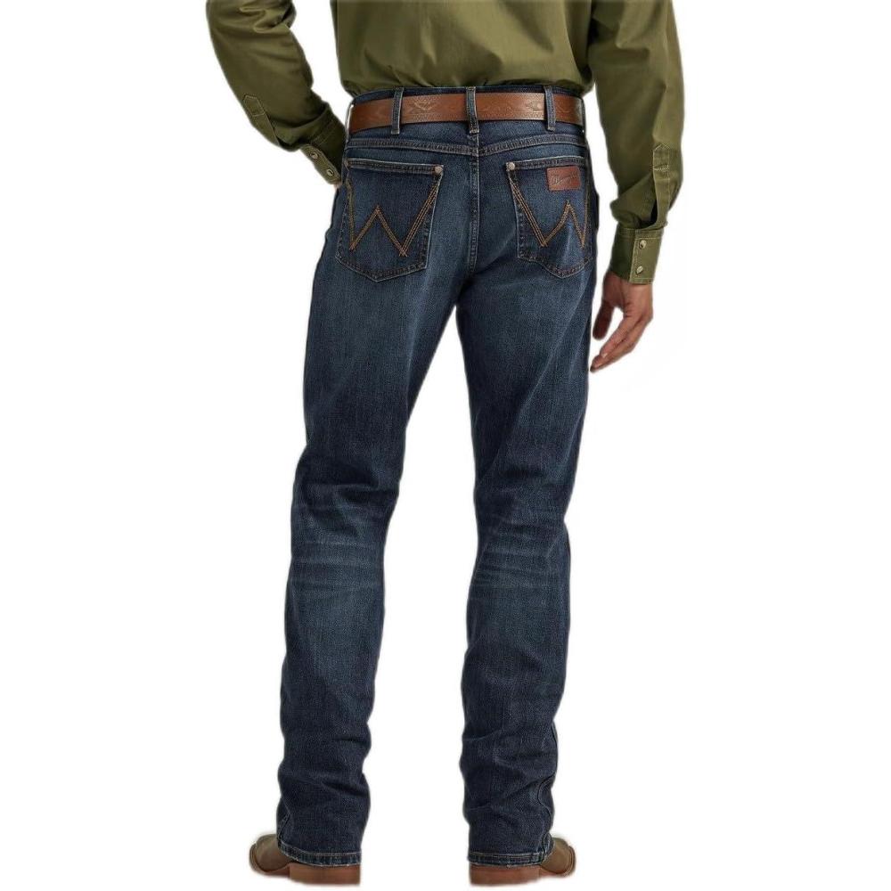 imageWrangler Mens Free to Stretch Relaxed Fit Bootcut JeanBrown