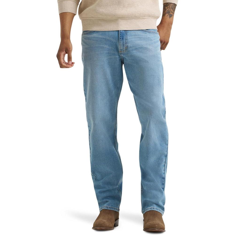 imageWrangler Mens FreetoStretch Relaxed Fit JeanSlate Blue