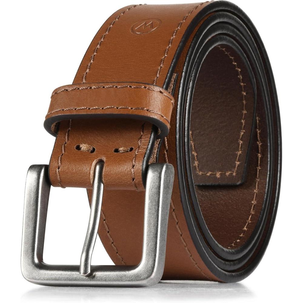 imageWrangler Mens Leather Belt Country Casual Every Day Belt for JeansLight Brown
