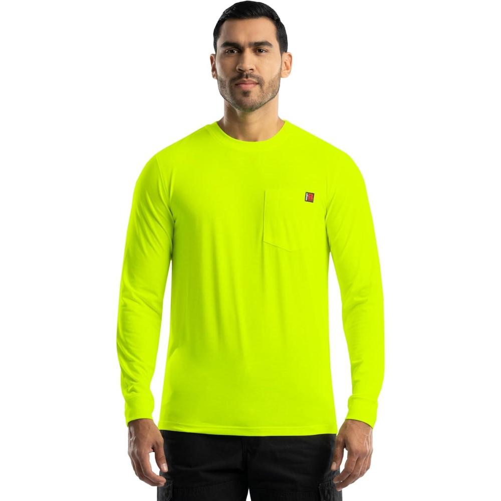 imageWrangler Mens Long Sleeve Pocket TShirt with UPFYellow