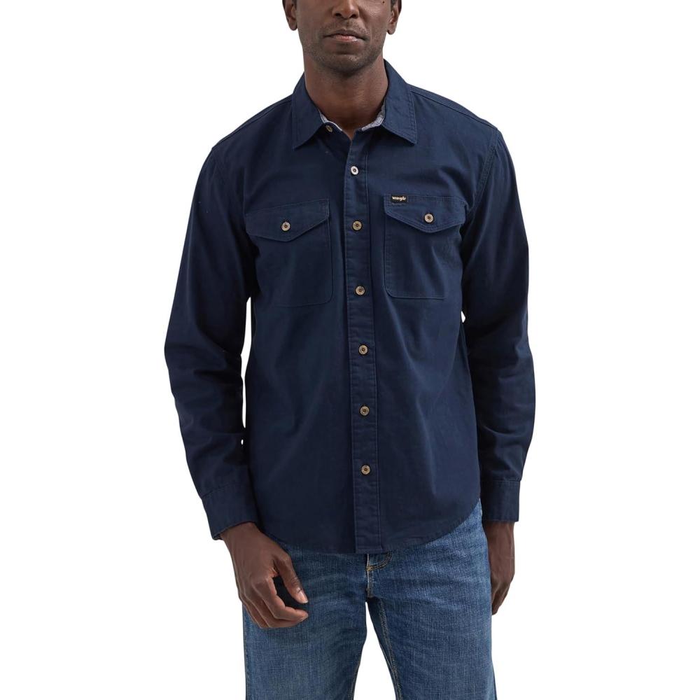 imageWrangler Mens Long Sleeve ShirtDark Sapphire