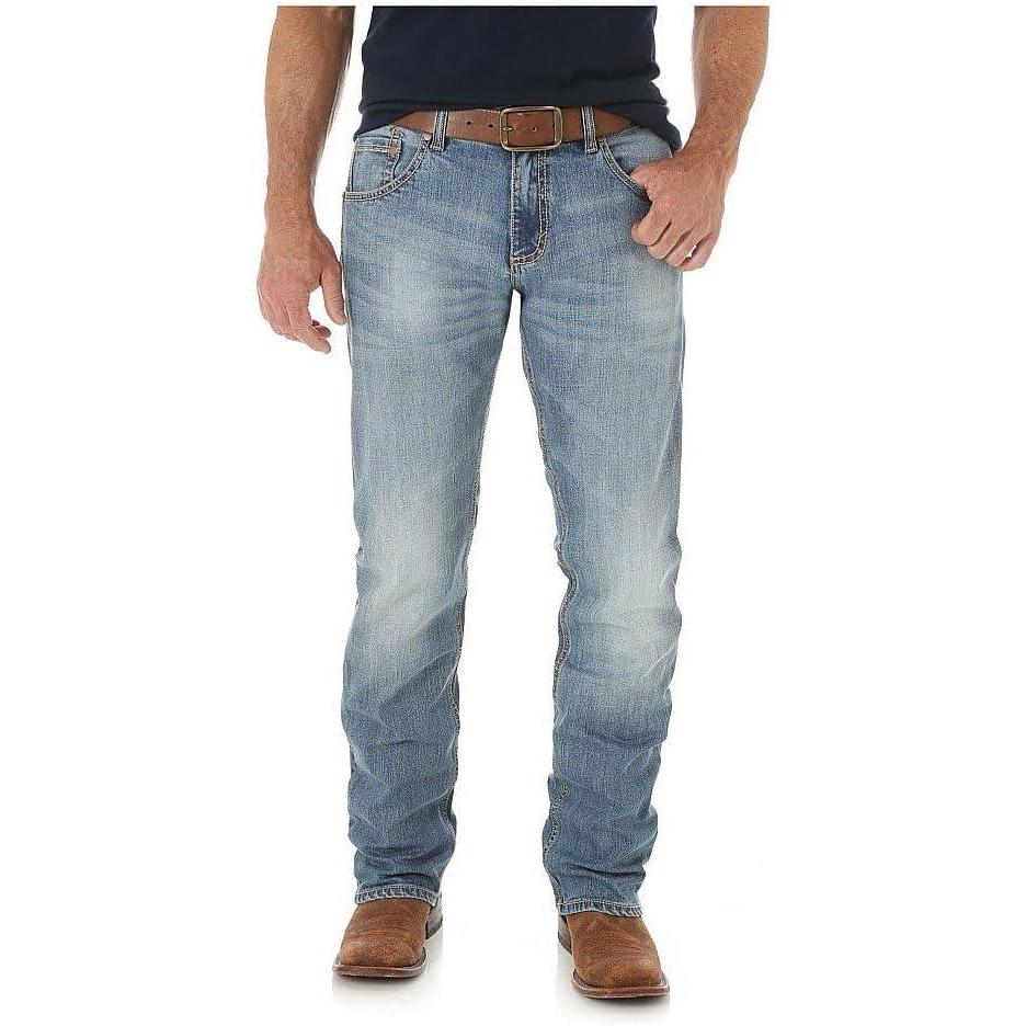 imageWrangler Mens Retro Slim Fit Straight Leg JeanGreybull
