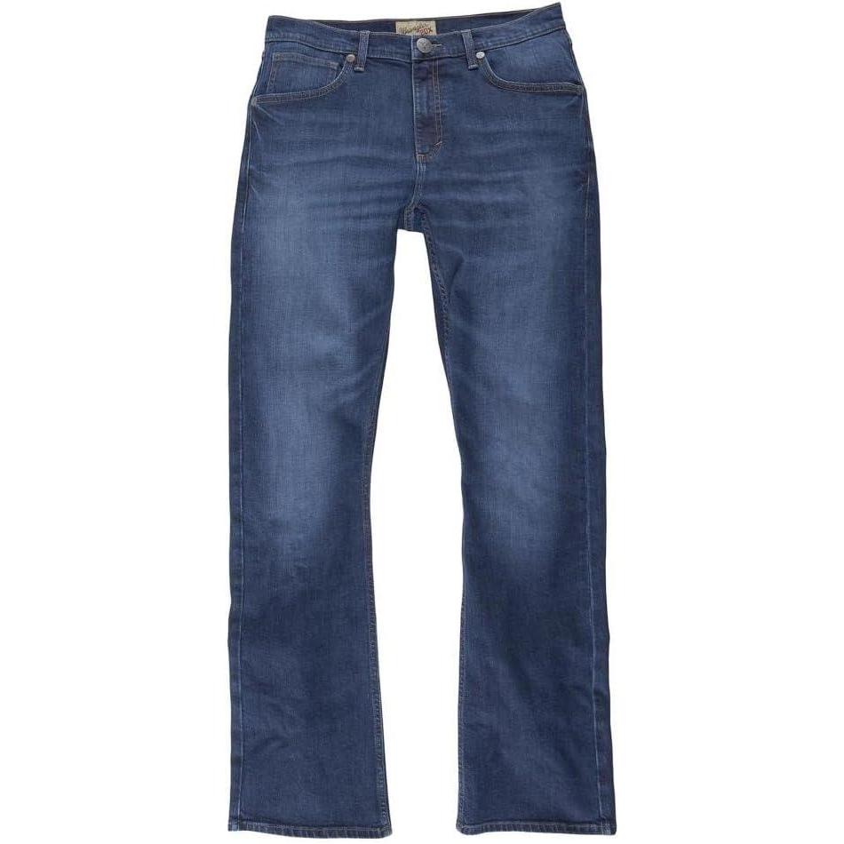 imageWrangler Mens Retro Slim Fit Straight Leg JeanValley Bluff