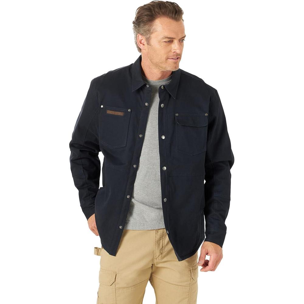 imageWrangler Mens Tough Layers Twill Shirt Work JacketDark Navy