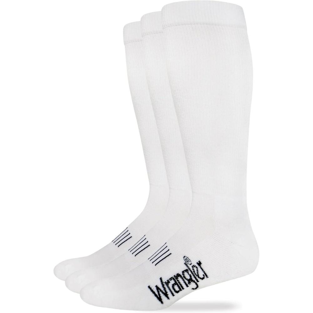 imageWrangler Mens Western Boot Socks Three PairsWhite
