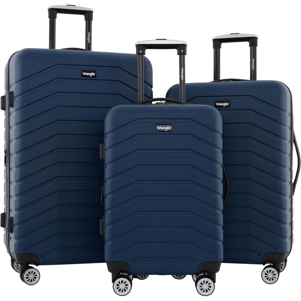 imageWrangler Tahoe 3 Piece Spinner Luggage Set Desert TaupePoseidon Blue