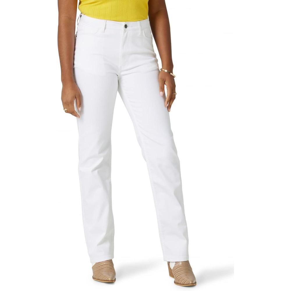 imageWrangler Womens High Rise True Straight Fit JeanBright White