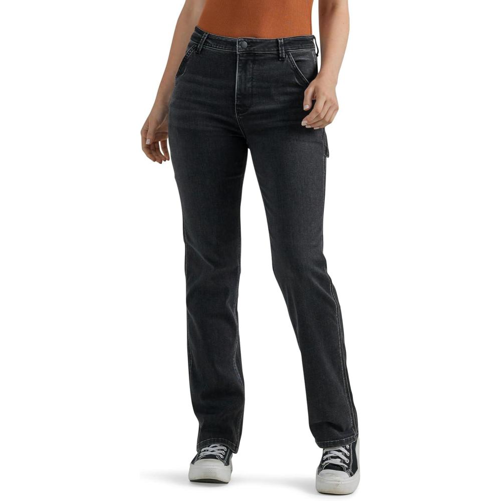 imageWrangler Womens High Rise True Straight Leg Carpenter JeanCarbon