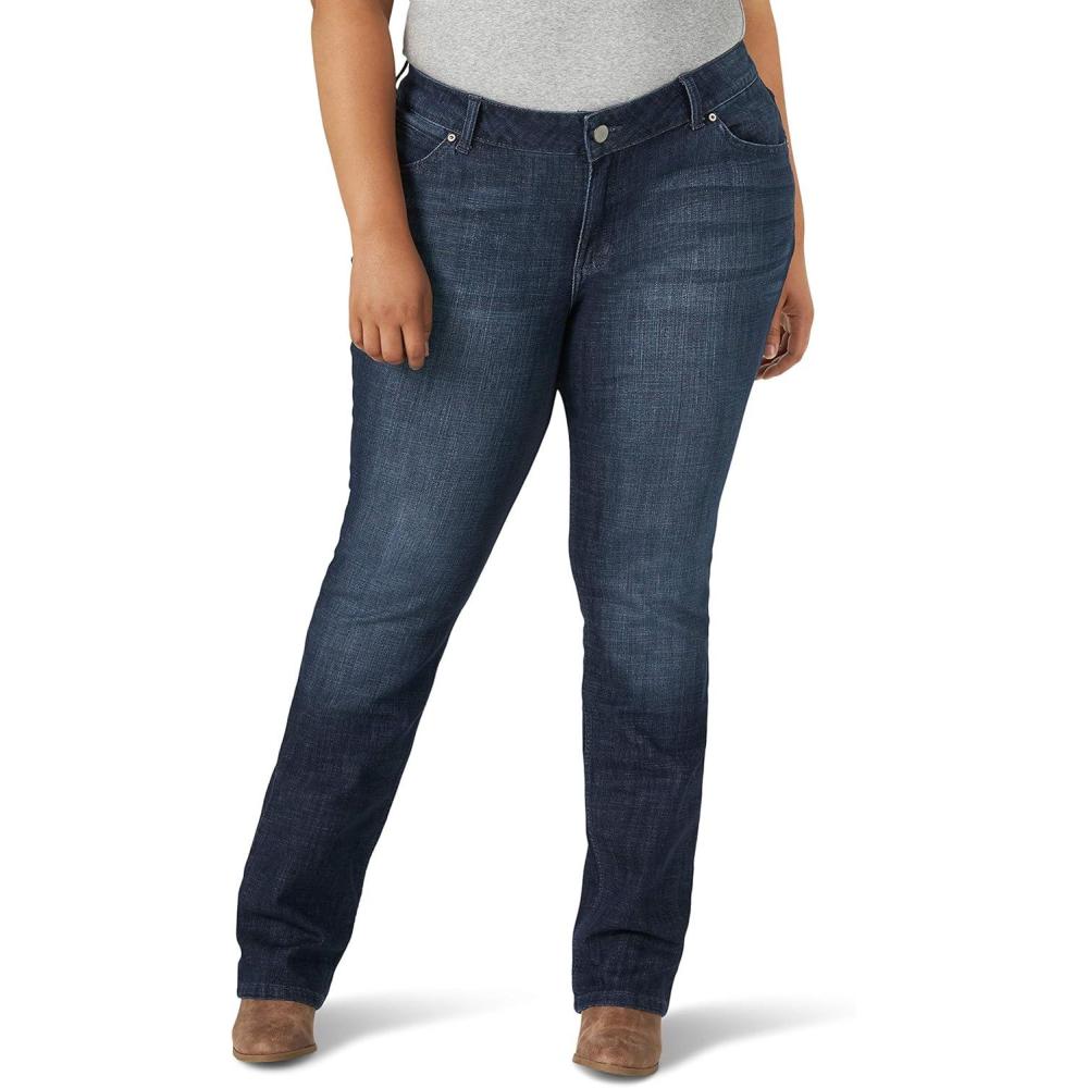 imageWrangler Womens Plus Size Straight Leg JeanDark Wash