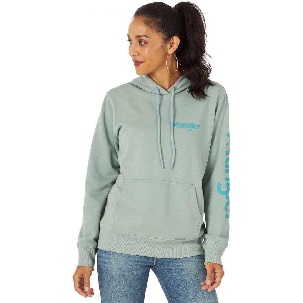 imageWrangler Womens Retro Logo HoodieBlue Surf