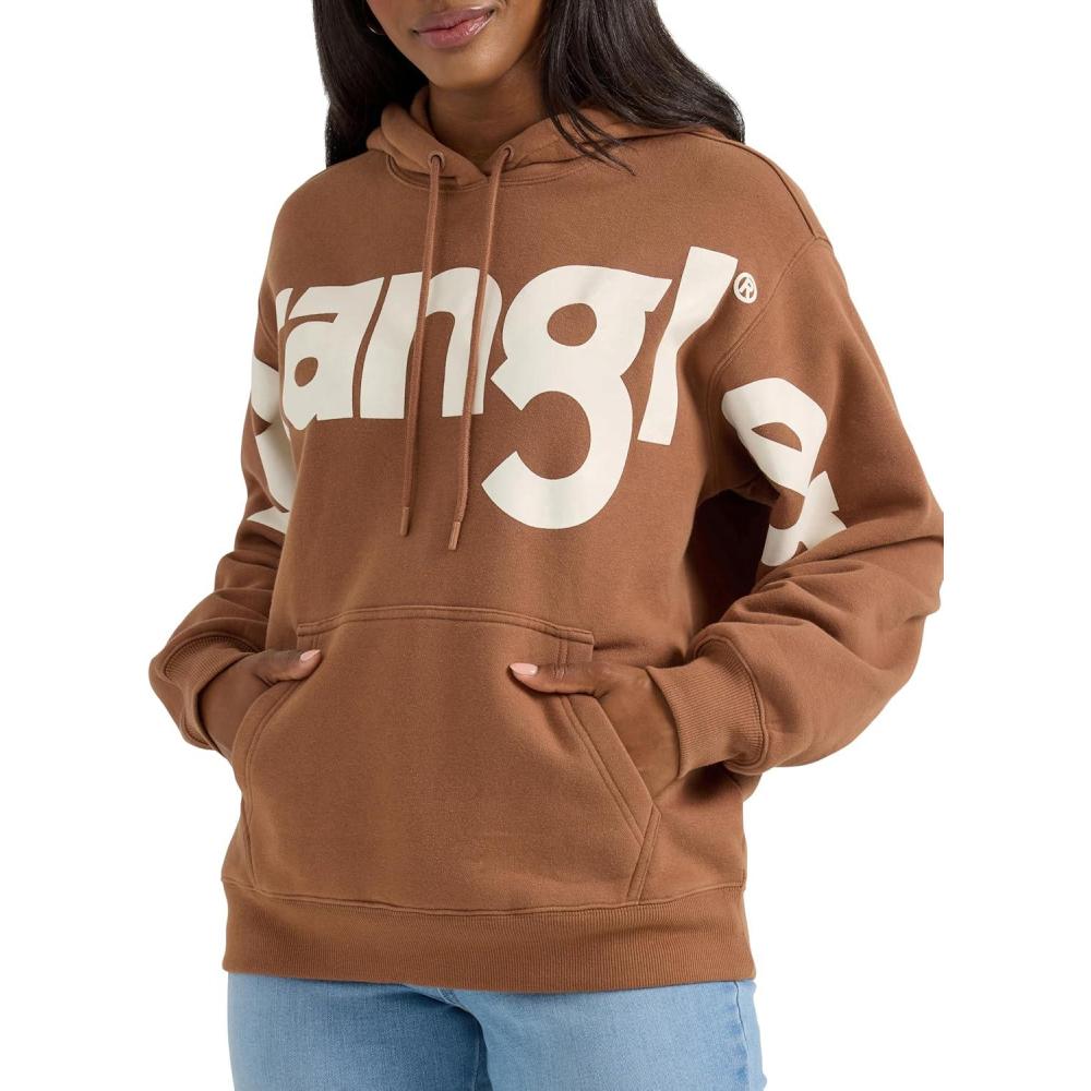 imageWrangler Womens Retro Logo HoodieBrown