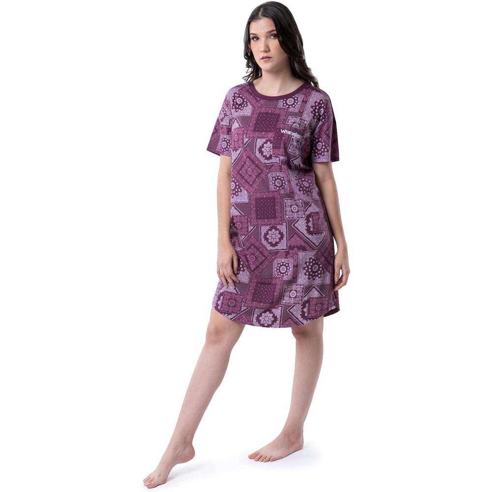 imageWrangler Womens Short Sleeve Crewneck Pocket SleepshirtPaisley