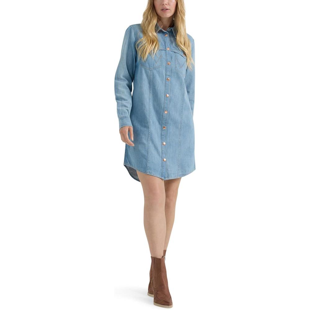 imageWrangler Womens Womens Denim Shirt DressSky Blue