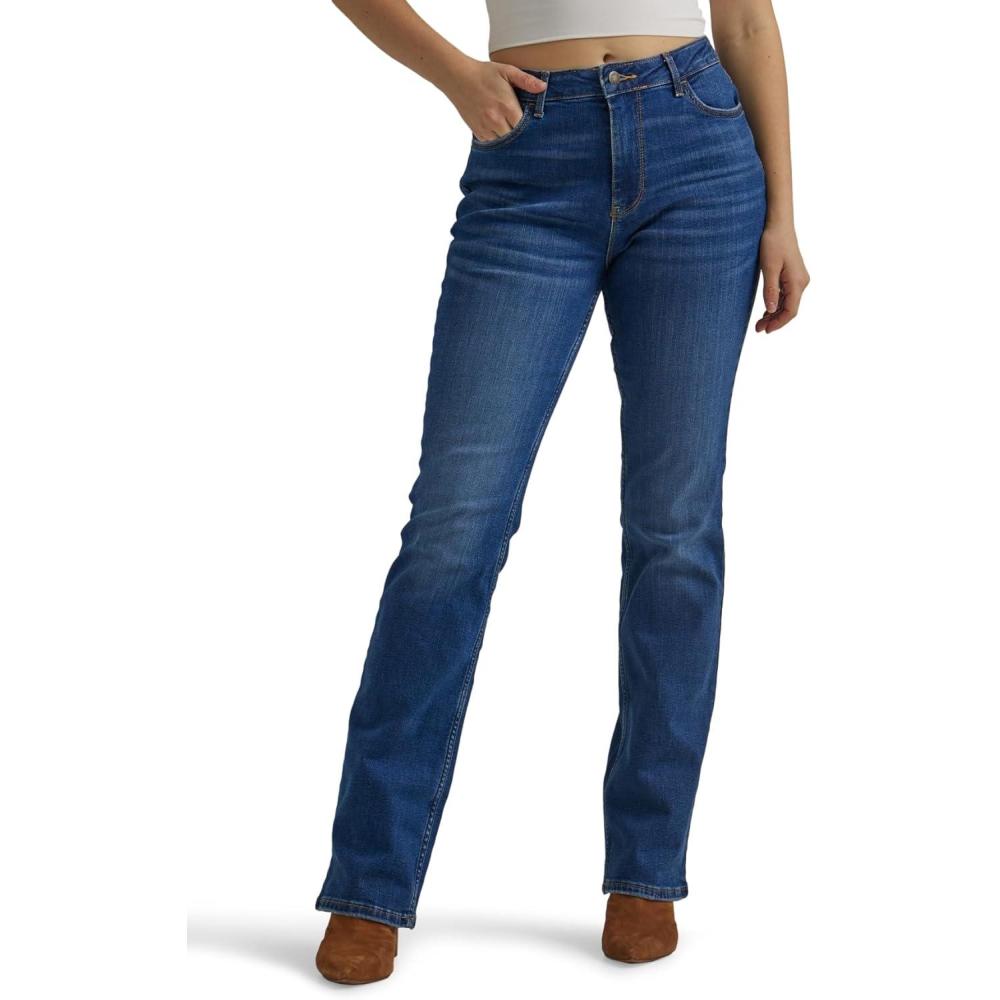 imageWrangler Womens Womens High Rise Bold Boot JeanCrimson