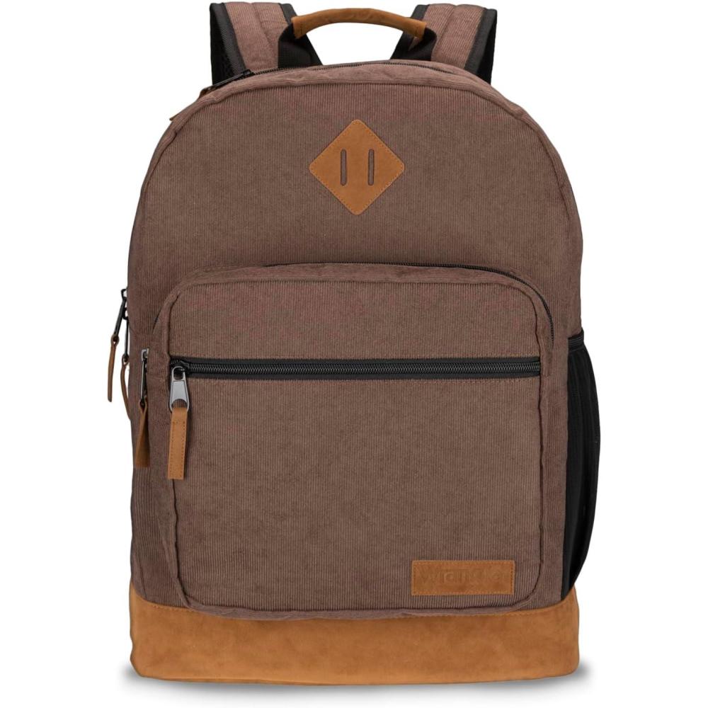 imageWrangler Yellowstone Sturdy Backpack for Travel Classic Logo Water Resistant Casual Daypack for Travel with Padded Laptop Notebook Sleeve Wild WestBrown Cord