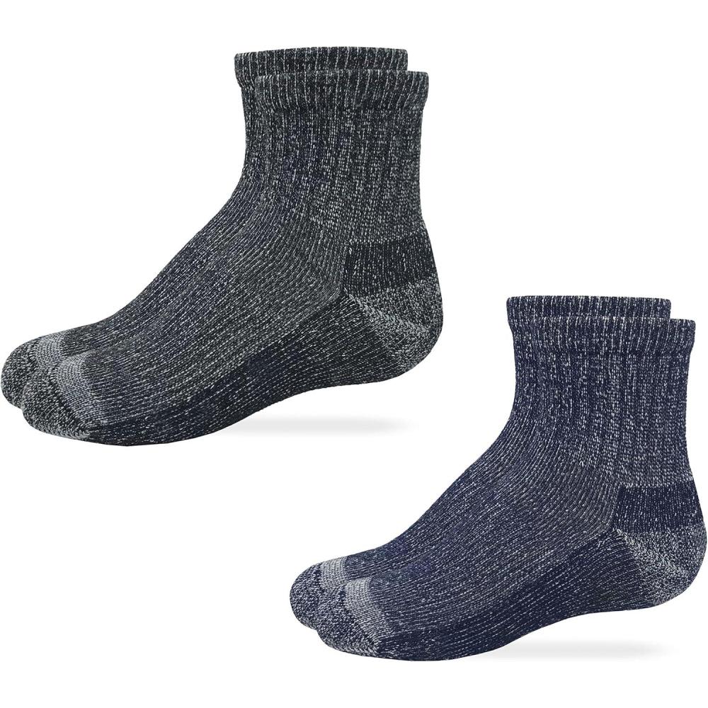 imageWrangler Youth Boys Full Cushion Mini Crew Quarter Socks 2 Pair PackBlackNavy