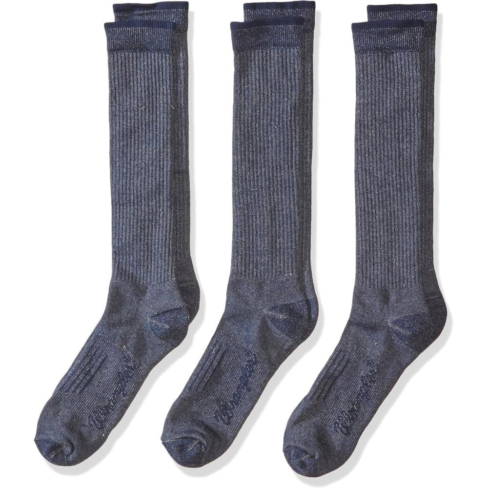 imageWrangler mens Lightweight Ultradri Over the Calf Boot Socks 3 Pair PackBlue