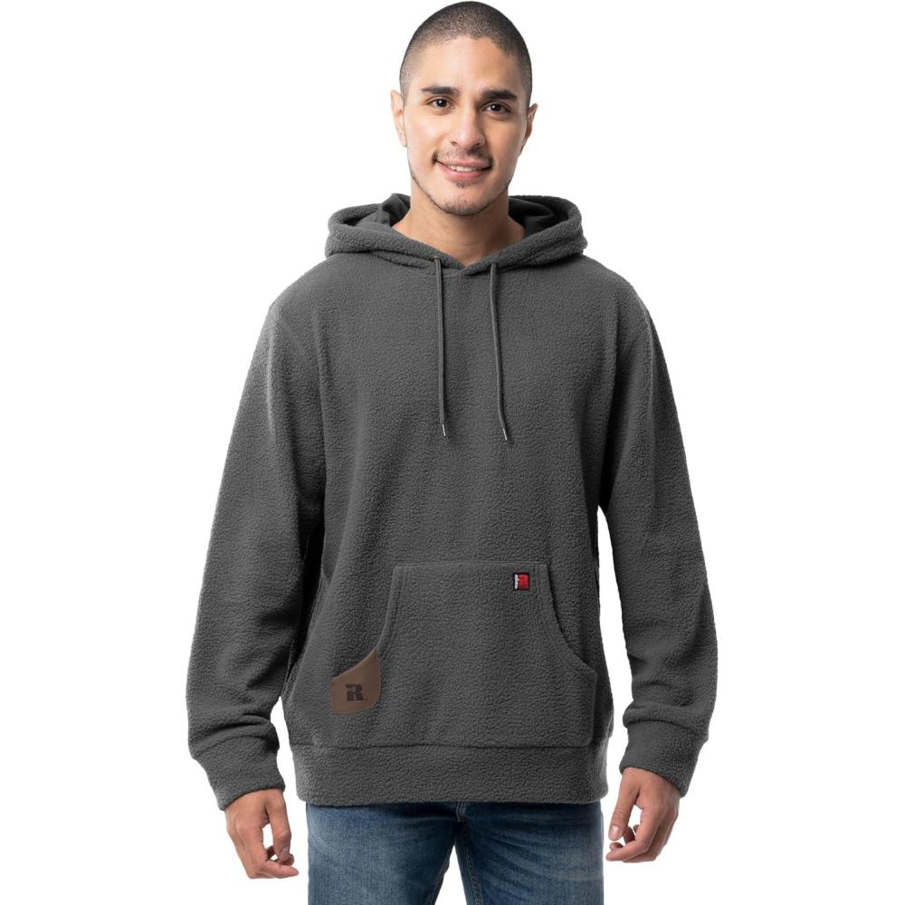 imageWrangler mens Sherpa Pullover HoodieCharcoal Grey