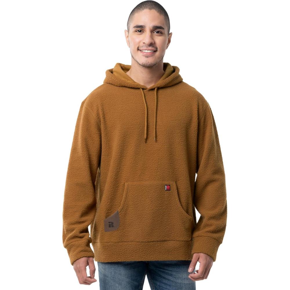 imageWrangler mens Sherpa Pullover HoodieDuck Brown