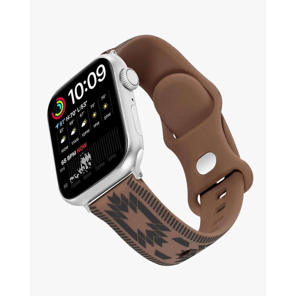 imageWrangler quotAztec Trailquot Silicone Band for Apple Watch Western Aztec Pattern Fits all Apple Watch Series and SizesBrown