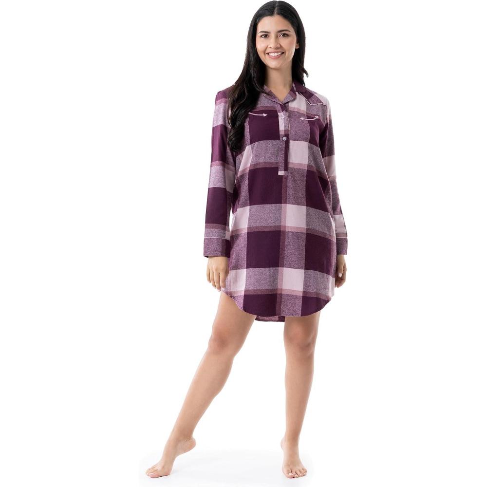imageWrangler womens Midlength Flannel Sleep ShirtdressBlock Plaid