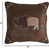 Carstens, Inc Carstens Wrangler Faux Leather Buffalo 18×18 Throw Pillow, Brown