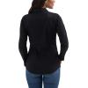 Women’s Retro Long Sleeve Cool Blue Solid Western Shirt(Black)