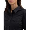 Women’s Retro Long Sleeve Cool Blue Solid Western Shirt(Black)