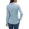 Women’s Retro Long Sleeve Cool Blue Solid Western Shirt(Cool Blue)