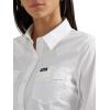 Women’s Retro Long Sleeve Cool Blue Solid Western Shirt(White)
